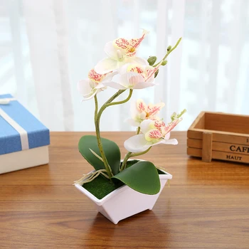 

Artificial Butterfly Orchid Flowers Plants In Pot Fake Home Decors Wedding Party