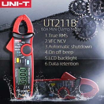 

UNI-TUT211B Mini Household multimeter Digital Clamp Multimeter AC DC 60A Current NCV Test Best Accuracy 20mA Zero Mode Cap Diode