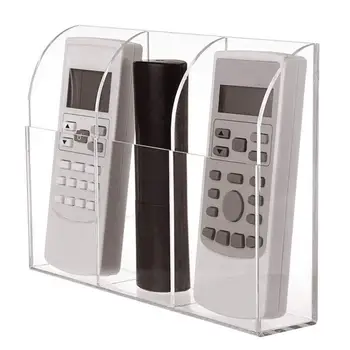 

3-grid Transparent Remote Control Storage Box Hotel Hanging Wall Mount Rack Makeup Brush Stationery Media Organizer