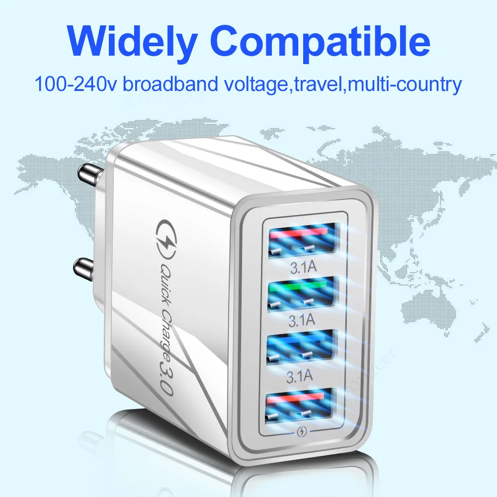 Сетевое зарядное устройство с 4 USB портами 18 Вт QC 3 0|Зарядные устройства| |