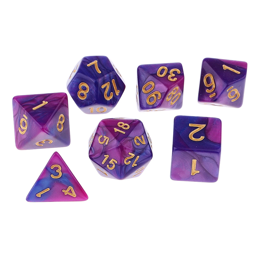 7x многогранные кости многогранные D4-D20 для вечерние настольные игры MTG DND игрушки многогранные Кубики для вечеринок - Цвет: Purple 16mm