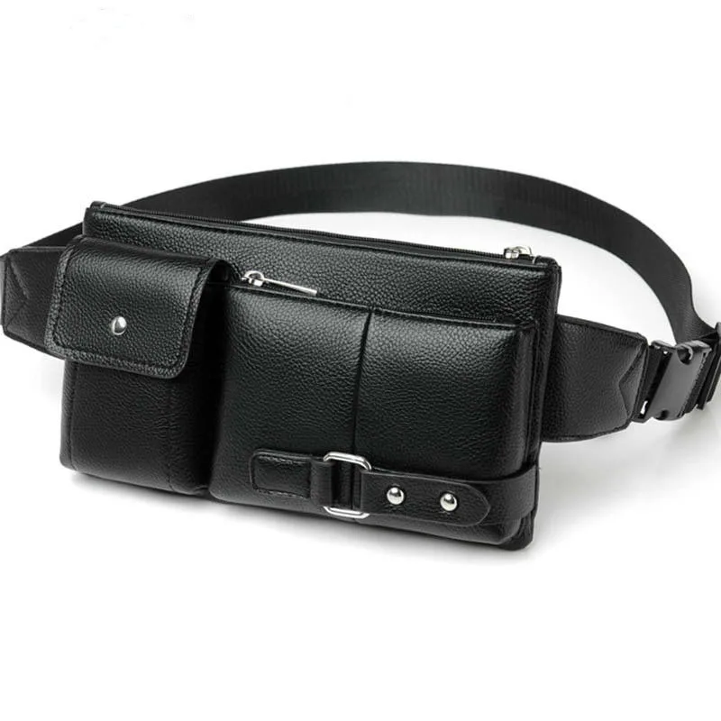 

Leather Waist Packs Fanny Pack Belt Bag Phone Pouch Bags Travel Outdoor Sport Men Crossbody Pack Small Waist Bag Leather Pouch