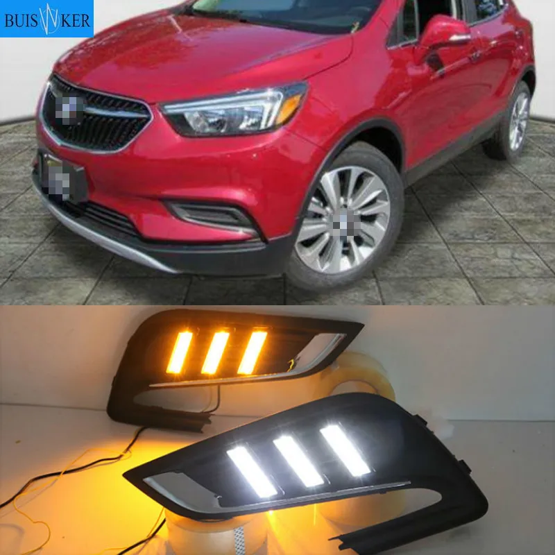 

2 шт. для Buick Encore 2017 2018 спереди Светодиодный дневной светильник вождения DRL Противотуманные светильник противотуманная фара