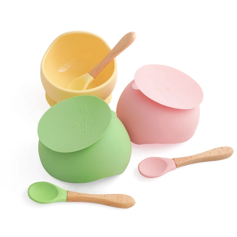 25 Colors High Quality Children's Tableware Feeding Solid Food Bowl Spoon Set Of Dishes Plates For Food Baby Stuff 4