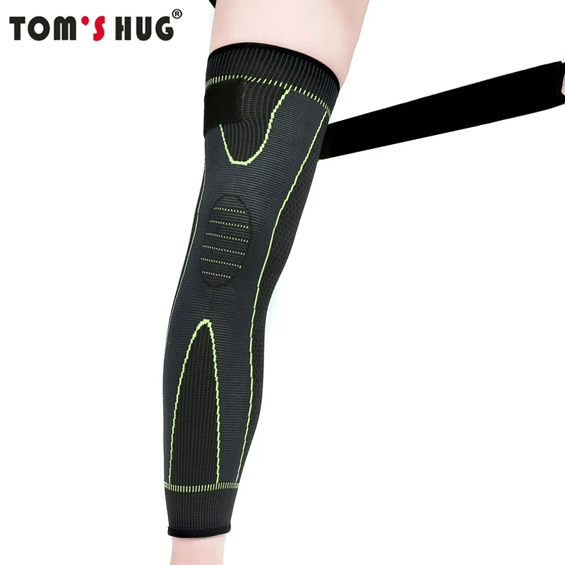 1 шт., удлиненные спортивные гетры для поддержки колена, Длинные Зеленые Полосатое облегающее наколенники, Нескользящие теплые наколенники