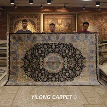 YILONG 6'x9' винтажный домашний шелковый ковер ручной вязки персидские синие турецкие шелковые коврики(ZQG333A