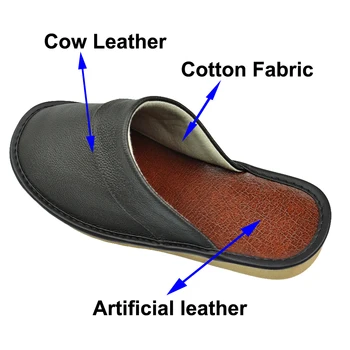 Genuine Cow Leather Slippers for Men Big Sizes Sadoun.com