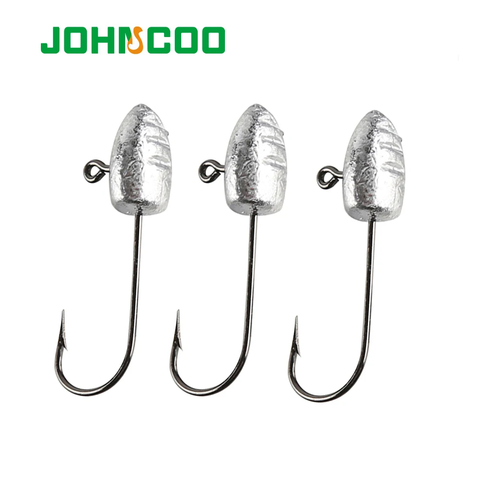 Hameçons plombés JOHNCOO 10 pièces pour leurres souples, 2g 3g 5g, pêche légère au jig