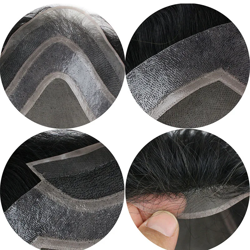 Peça de Cabelo dos Homens Cabelo Humano Mono Base Toupee Homem 12 Polegada Longo Natural Marrom Sistema Substituição Rendas Frente Linha 7 High Quality Apliques e perucas