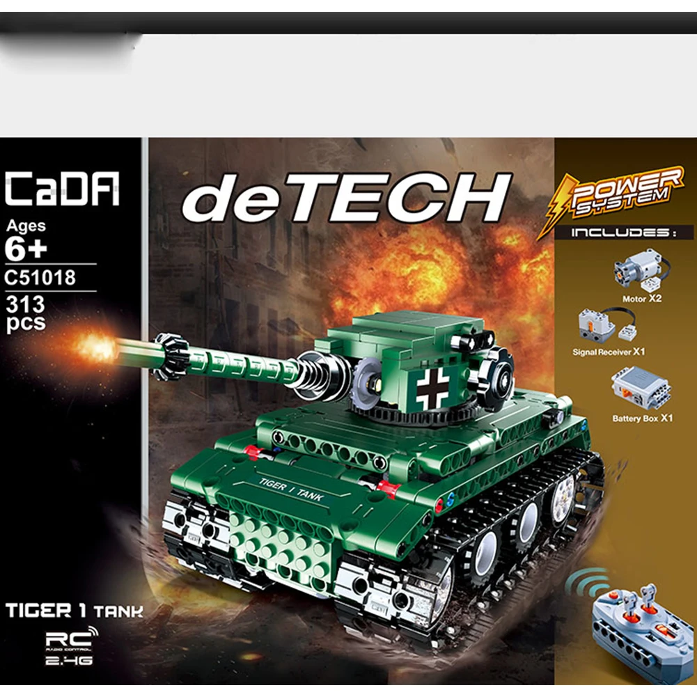 

Car Portable Building Blocks Model Toy DIY Assemble Army Tiger Tank Remote Control Funny Technic High Speed Compatible Kids Gift