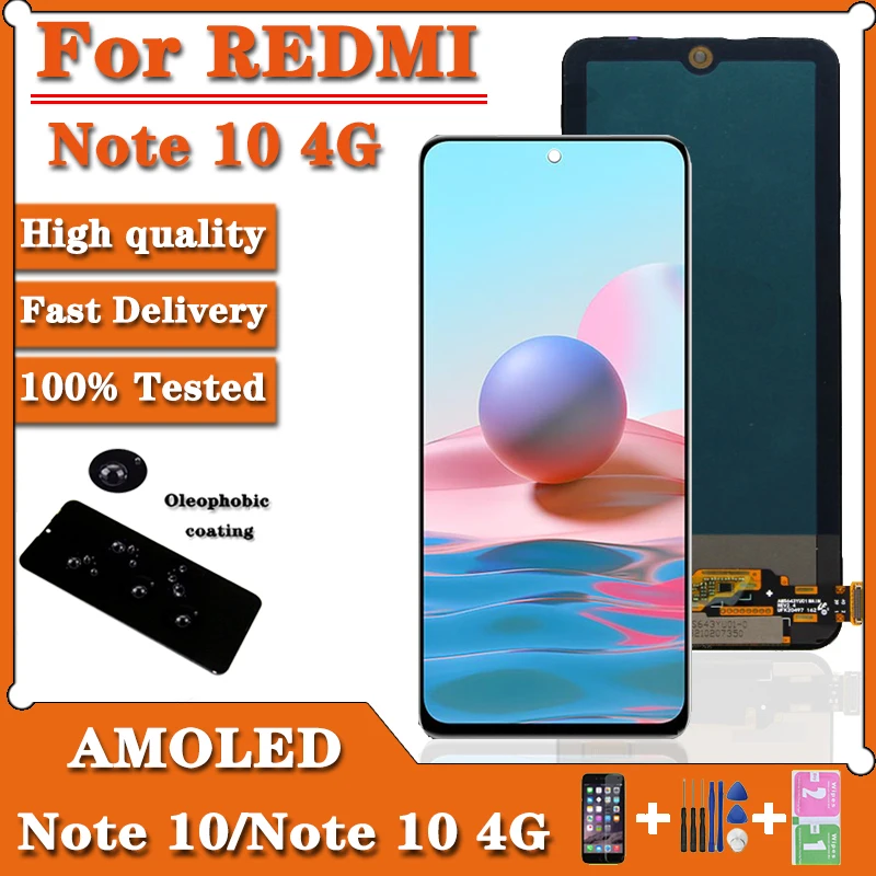Super AMOLED 6 43 ''для Xiaomi Redmi Note 10 4G ЖК-дисплей с сенсорным экраном дигитайзер в