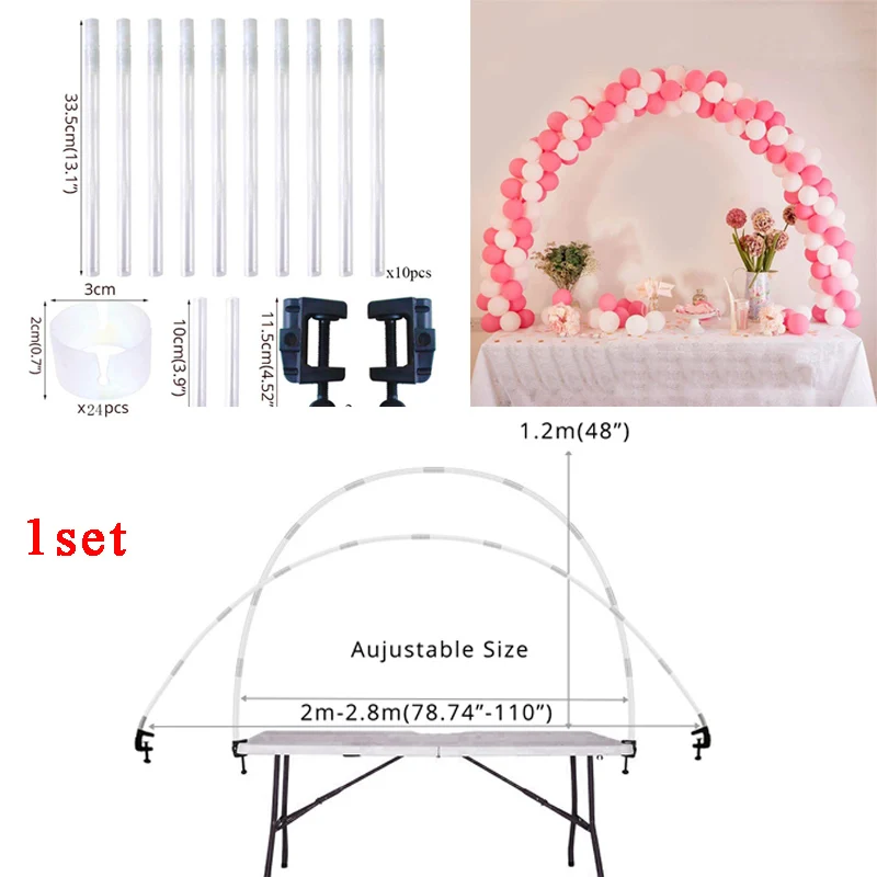 thumbnail image 1 of Soporte de columna de globos de feliz cumpleaños para niños y adultos con base y poste para decoración de fiestas de bodas, soporte de globos de látex, suministro de arco, 1 of 5
