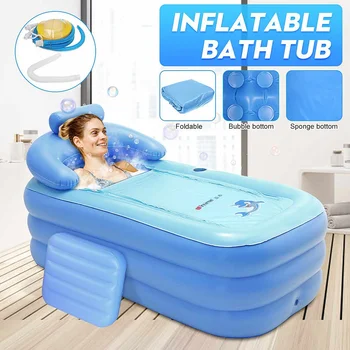 

Portable Foldable Thickened Inflatable Bathtub Home Camping Travel Bath Outdoor Swimming Pool Family Pool Spa for Adult or Child