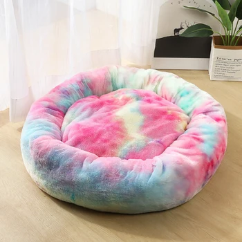 

Kennel Dog Pet Mat Warming Long Plush Round Pillow Plush Kennel Dogs Soft Bed Cat Litter Sleeping Bed House Pet Supplies