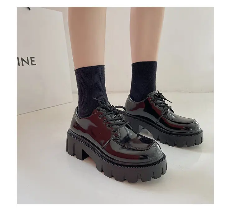 Black Vintage oxford platform Shoes Women Spring autumn Fashion Comfortable Leather Platform Oxfords Loafers Casual Boat Shoes Black Vintage oxford platform Shoes Women Spring autumn Fashion Comfortable Leather Platform Oxfords Loafers Casual Boat Shoes
