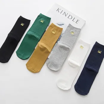 

Cartoon Cotton Colored Women Socks Hipster 2020 new Embroidery Pile of socks Solid Funny Girls High Sock