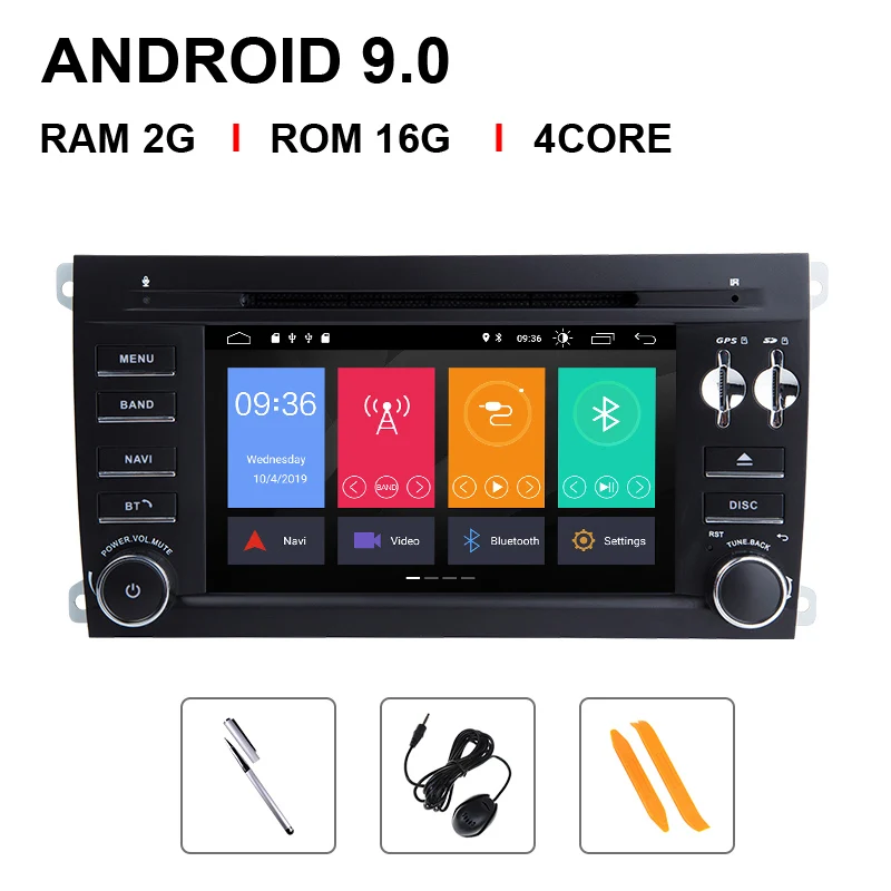 Авторадио 2 Din Android 9,0 автомобильный мультимедийный плеер для Porsche Cayenne GTS 2003-2010 gps Навигация DVD cd аудио стерео головное устройство - Цвет: 4 Core 16 ROM