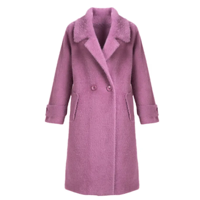 purple Новинка, осенне-зимняя норковая шуба, женский теплый классический длинный бархатный вязаный кардиган, куртки, женские топы N910 - Цвет: purple