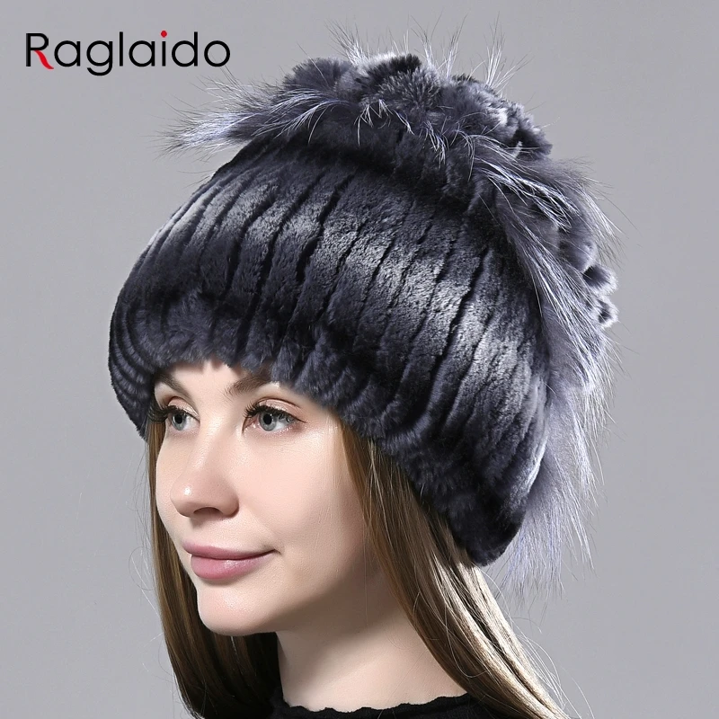 winter hats for women natural rabbit fur flower patchwork rex rabbit hats stylish warm knitted genuine female fur hats