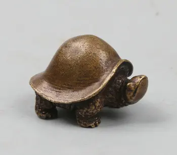 

40MM/1.6" Collection Curio Rare Chinese Bronze Exquisite Lovable Animal Long-lived Turtle Tortoise Turtle Statue Statuary 78g