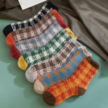 Высокие эластичные домашние женские мягкие носки-тапочки для девочек пушистые теплые зимние дышащие носки разных цветов в клетку для мужчин