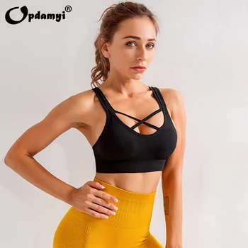 

Cross back Sports Bra-Seamless Women High Impact Elastic Quick-drying Sports Underwear For Yoga Gym Racerback Workout Fitness