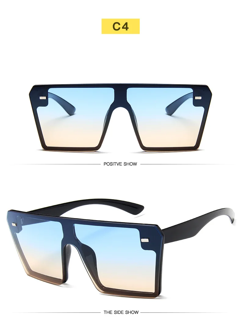 Плоские верхние негабаритные Квадратные Солнцезащитные очки для женщин модные ретро градиентные солнцезащитные очки мужские синие большие рамки винтажные очки UV400 NX