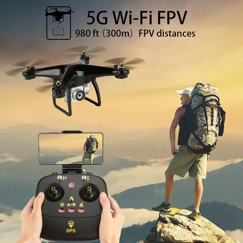 JJRC H68G Дрон с GPS с камерой 1080P HD 5G Wifi FPV Квадрокоптер, Радиоуправляемый вертолет Авто следить за профессиональный Дрон 5G Wifi VS H68