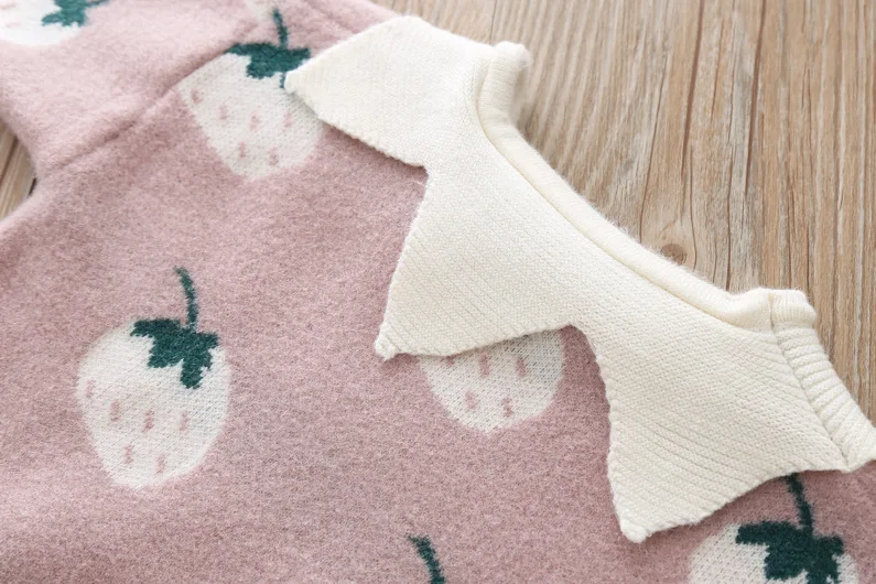 Зимняя одежда комплект со свитером для девочек, осенний милый свитер с фруктами+ вязаная юбка комплект детской одежды из 2 предметов