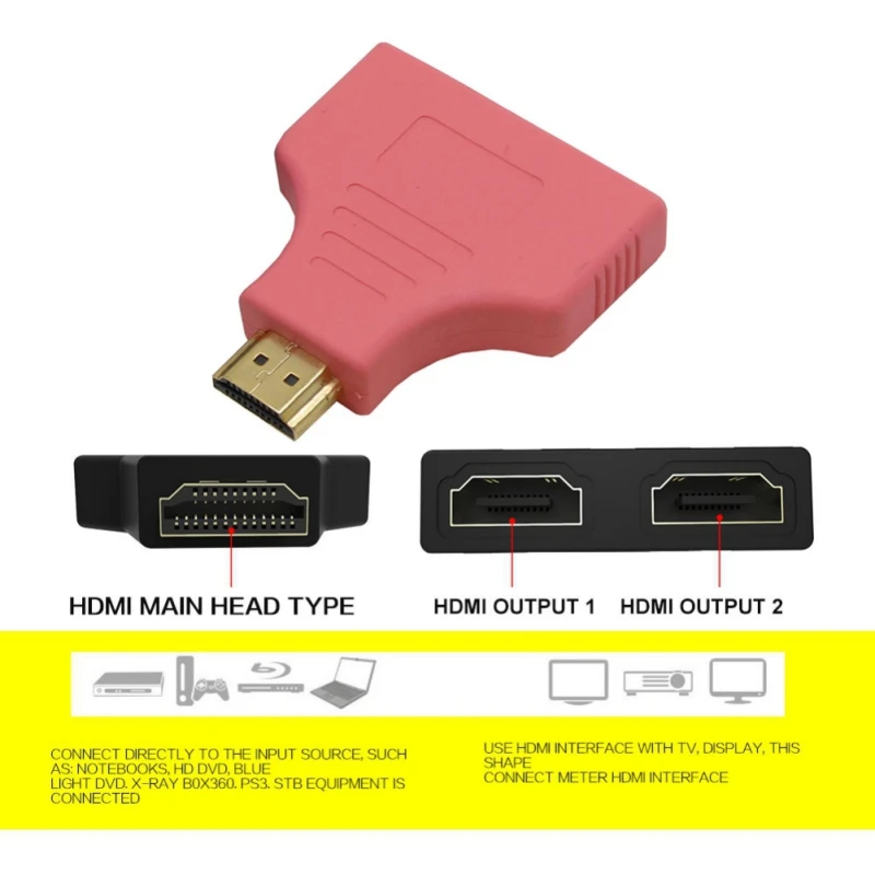Сплиттер для HDMI Мужской на 2 HDMI Женский 1080P 1 в 2 Переключатель удлинитель адаптер конвертер