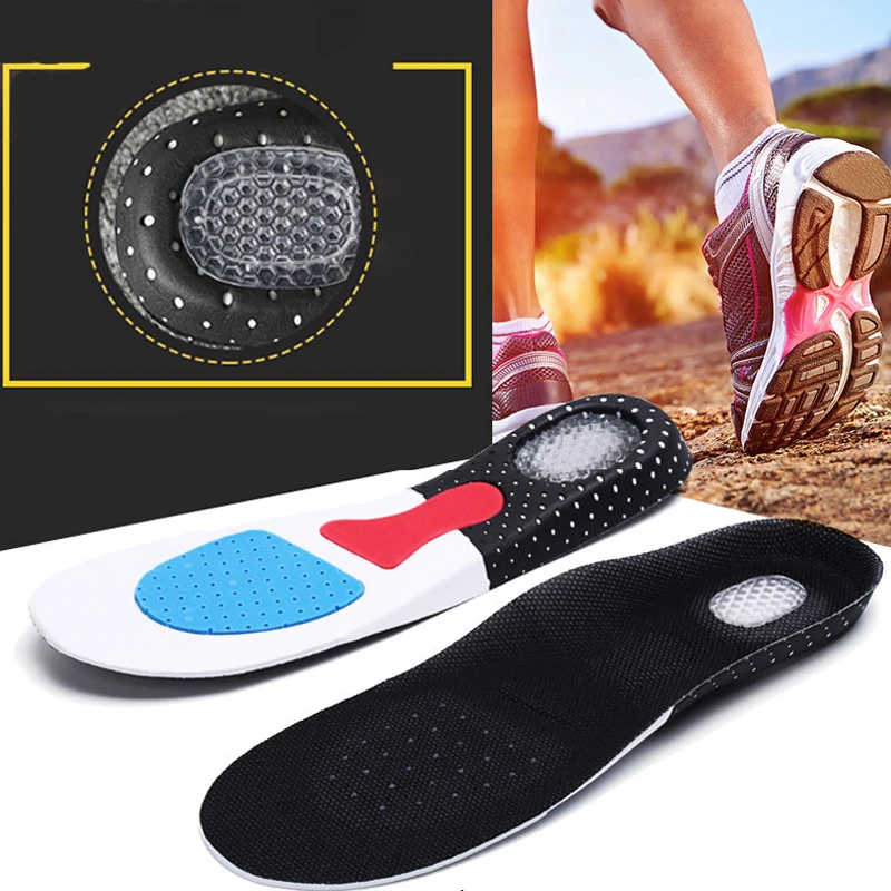 2Pcs Sports Running Gel-corrected Insole Feet Man Women Hiking Shoes Sole Orthopedic Pad Massaging Shock Absorption Arch Support kotlikoff silicone gel sports insoles foot pad massaging insole plantar fasciitis heel arch support orthopedic shoe accessories