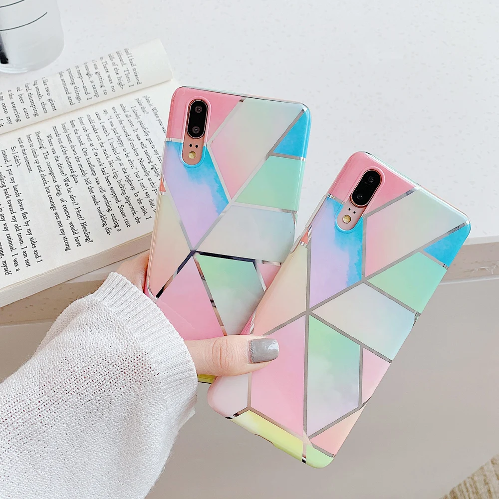 Чехол для телефона LACK с геометрическим рисунком под мрамор Huawei P30 Pro Mate P20 Lite чехлы