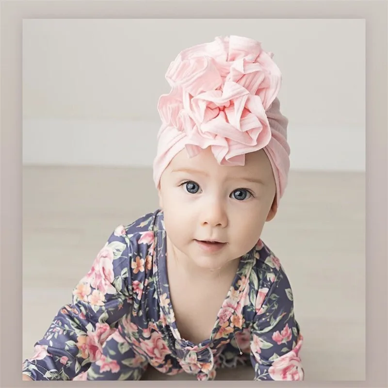 Lovely Girls Baby Toddler Turban Solid Headband Flower Hair Accessories Headwear 