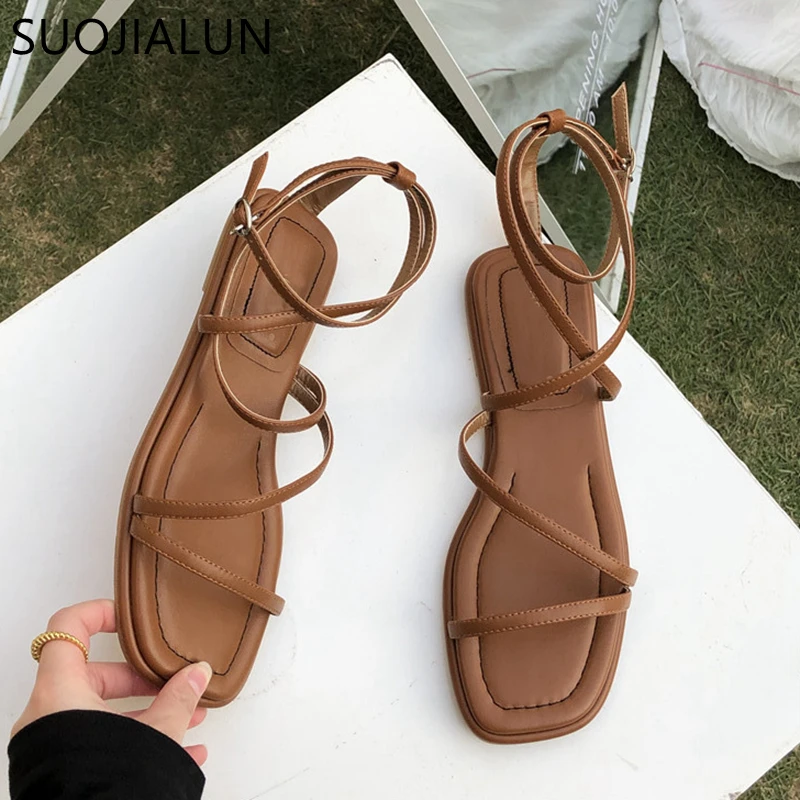 Women Sandals Flat Heel Narrow Band Back Strap Summer Gladiator Shoes Ladies Casual Slides women sandals women flats comfortable sandals