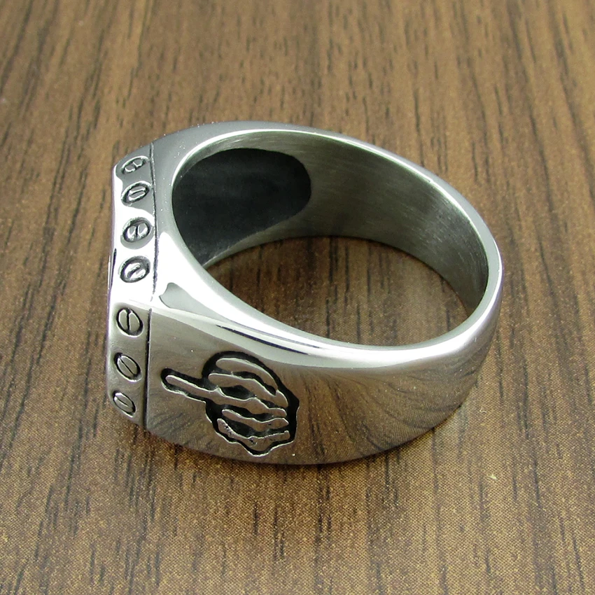 Punk Size 7-15# FTW Mechanical Screw Women's Biker Exquisite 316L Stainless Steel Motorcycle Middle Finger Ring 5