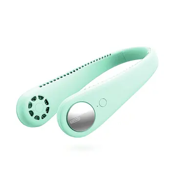

Leafless hanging neck small fan rechargeable ultra-quiet sports cooling artifact USB fan Wearable Hanging Neck fan