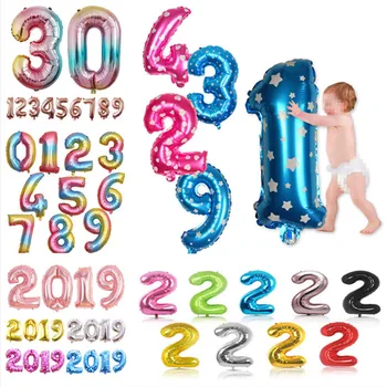 

32 inch Number Balloon Blue Black Red Gold Silve Number Foil Balloons Baby Shower Boy Happy Birthday Party Wedding Ballon Globos