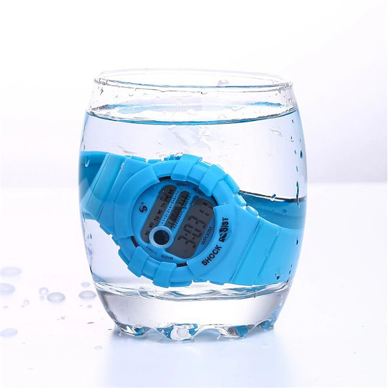 8-18 лет студенческие часы светящиеся водонепроницаемые спортивные детские часы светодиодный электронный цифровой будильник Дети военный