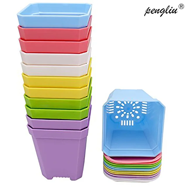 7Db-Pack 7 * 8 Cm-Es Virág Edény Műanyag Fehér Ültetvényes Tároló Óvoda Vastag Kis Négyzet Alakú Edények Kertészet Színű