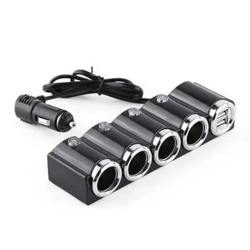 

1 To 4 12v Dual Usb Car Cigarette Lighter Socket Splitter Auto Charger Car Charger Separator With Independent Switch For Phone