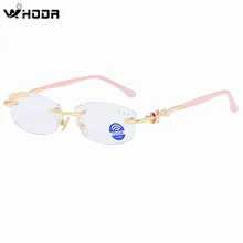 Женские очки для чтения с защитой от Blu-Ray без оправы, алмазная резка, анти-синий, Анти-усталость, полимерная пленка, бескаркасные женские очки для чтения