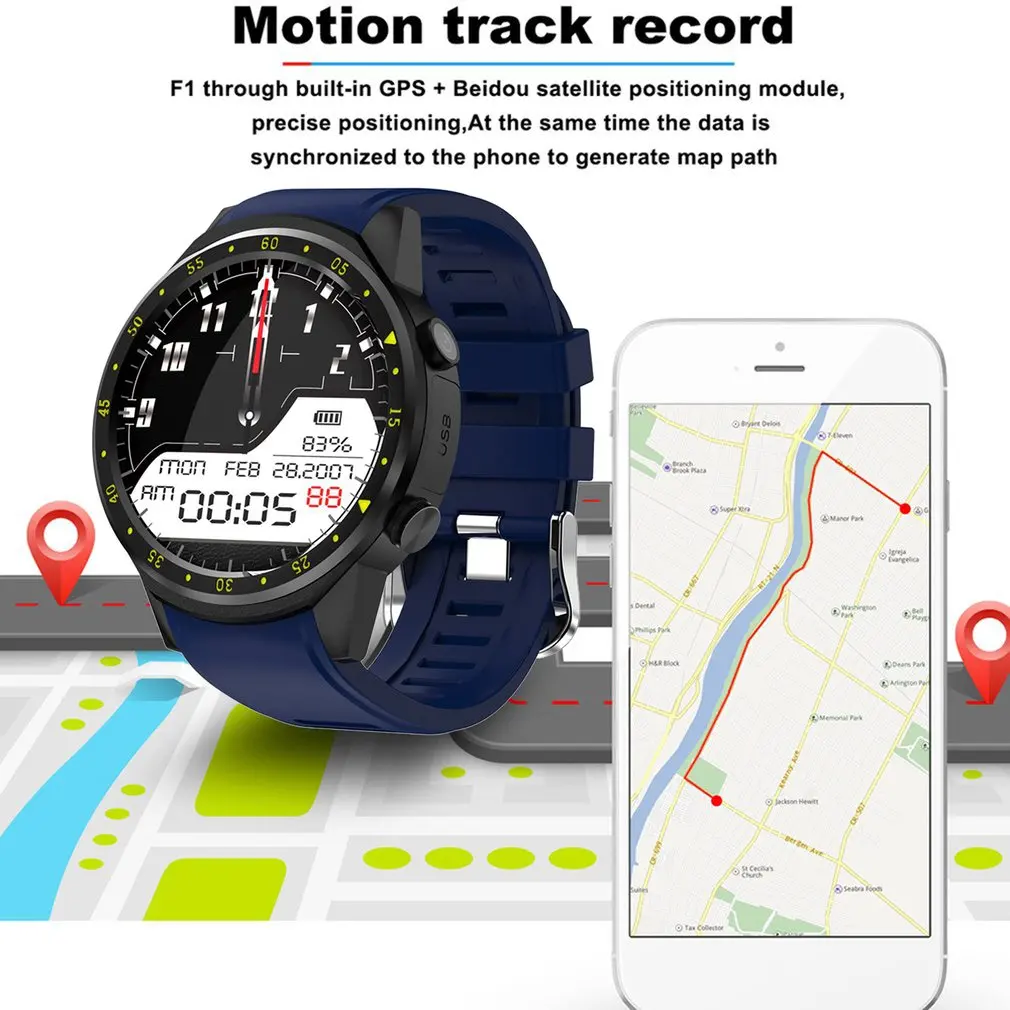 F1 Sport Smart Watch With GPS Camera Support Stopwatch Smartwatch SIM Card Wristwatch For Android IOS Phone