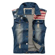 Мужской джинсовый жилет размера плюс, брендовый мужской ковбойский винтажный Повседневный жилет без рукавов с дырками, персонализированная Мужская куртка, пальто