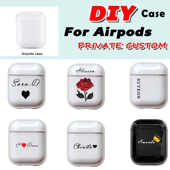 

Custom name Logo Hard Plastic Case For Air Pods Case for Bluetooth Wireless Airpod Cover DIY Customized Photo Letter New Fashion