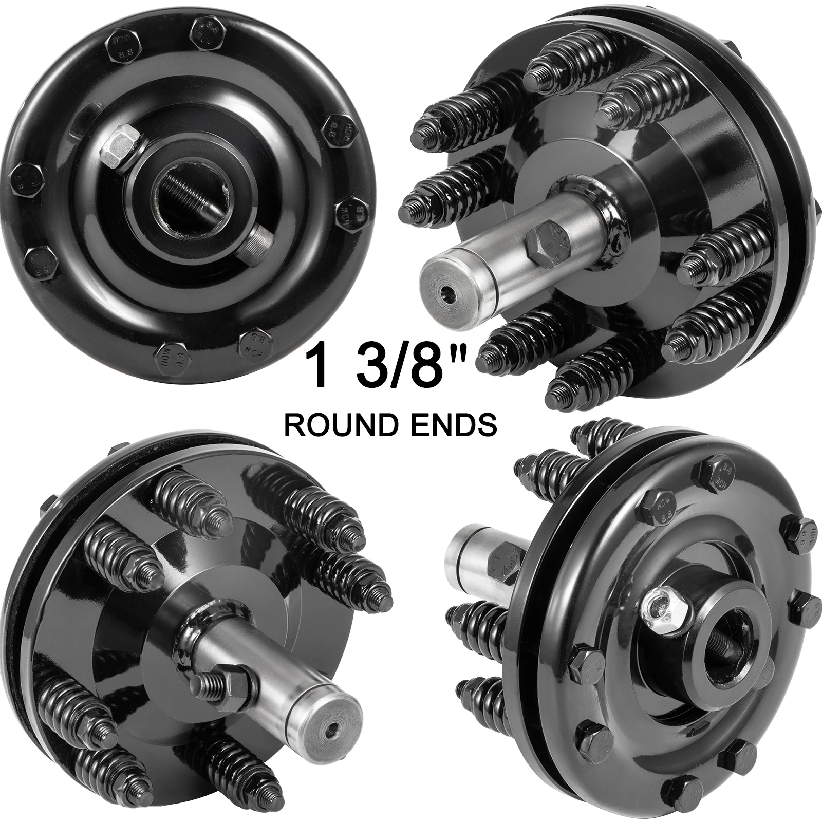 SucceBuy 1-3/8 In Round PTO Adjustable Slip Clutch Black Smooth Ends 900NM 20-55 Horse Power Used for Protection PTO Slip Shafts
