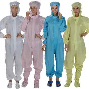 

New Unisex Solid Color Anti-static Dust Proof Isolation Hooded Protection Coveralls Dust-proof Safely Security Clothes