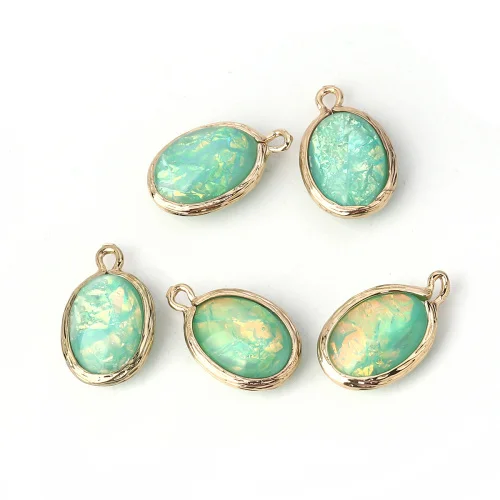 3 DoreenBeads модные медные и смолы AB цвета радуги Aurora Borealis DIY подвесной светильник Овальный Золотой Французский Серый 19 мм x 12 мм, 5 шт - Окраска металла: 3