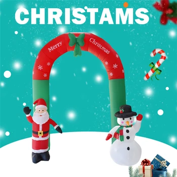 

2.4M Tall Lighted Christmas Inflatable Archway with Santa Claus and Snowman Airblow Arch for Yards Outdoor Party Decoration