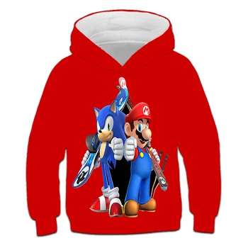 

Sonic Mario 3D Printed Hoodies Girls/Boys Hot Sale Long Sleeve Casual Hooded Sweatshirts Anime Fashion Streetwear Clothes Custom