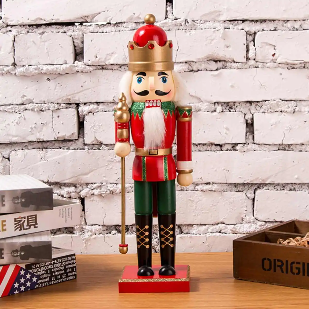 35cm Christmas Doll Vintage Handcraft Puppet Wooden Nutcracker Doll Soldier Home Party Decoration Ornaments Christmas Gifts